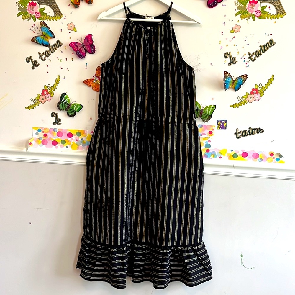 ❤️DYLAN 🌸NWT🌺🌺❣️🌸Gold& black striped elegant dress for women🦋🦋🦋